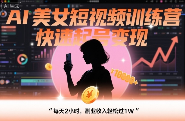 AI美女短视频训练营，快速起号变现，每天2小时，副业收入轻松过1W-佐思资源网下载-专注于互联网平台分享平台