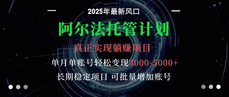 阿尔法托管计划 单账号月入3000-5000,长期稳定项目,新手小白轻松上手-余宽网创