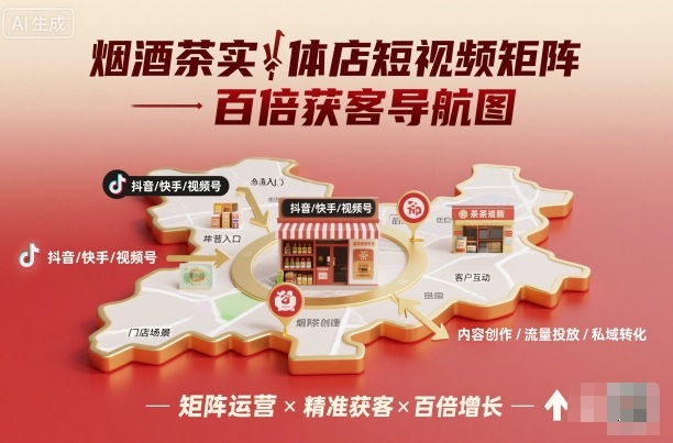 烟酒茶实体店短视频矩阵百倍获客导航图-佐思资源网下载-专注于互联网平台分享平台