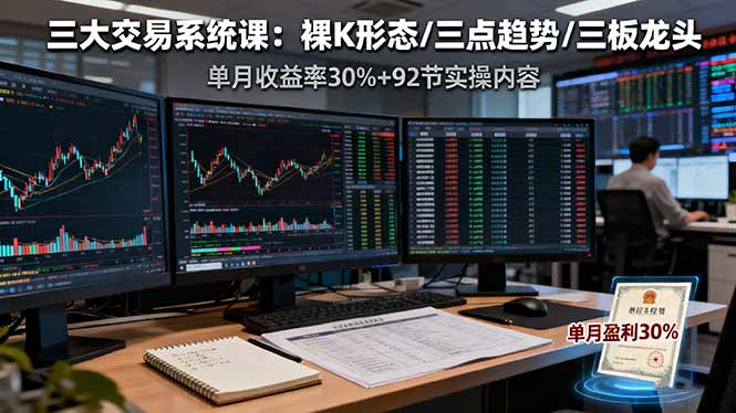 三大交易系统课：裸K形态/三点趋势/三板体系，单月收益率30%+92节实操内容-佐思资源网下载-专注于互联网平台分享平台