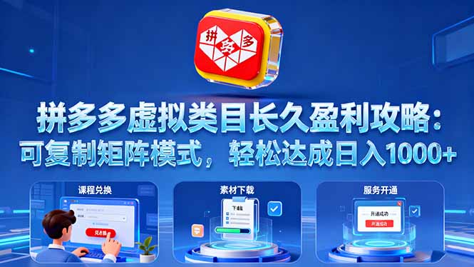 拼多多虚拟类目长久盈利攻略：可复制矩阵模式，轻松达成日入 1000+-佐思资源网下载-专注于互联网平台分享平台