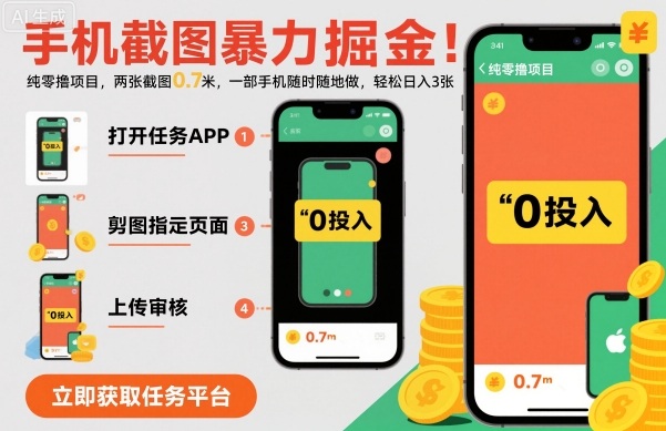 手机截图暴力掘金，两张截图0.7米，一部手机就能做，轻松日入3张【揭秘】-佐思资源网下载-专注于互联网平台分享平台