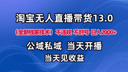 淘宝无人直播13.0，公域私域技术，不封号，不违规布局下半年旺季赛道，日入1K+(独家技术)【揭秘】-佐思资源网下载-专注于互联网平台分享平台