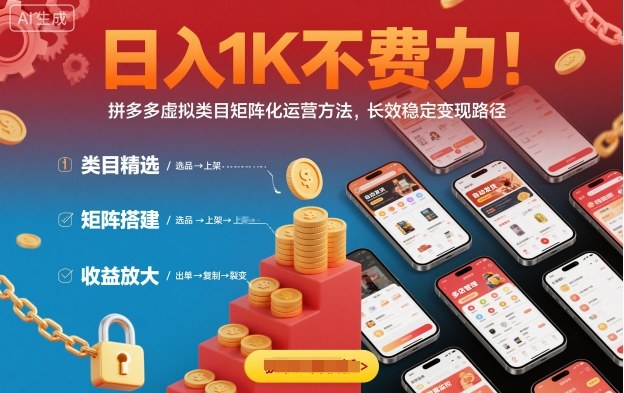 日入1K不费力！拼多多虚拟类目矩阵化运营方法，长效稳定变现路径-佐思资源网下载-专注于互联网平台分享平台
