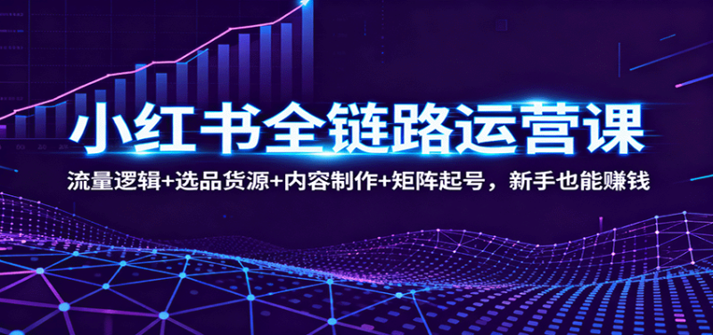 小红书全链路运营课:流量逻辑+选品货源+内容制作+矩阵起号,新手也能赚钱-余宽网创