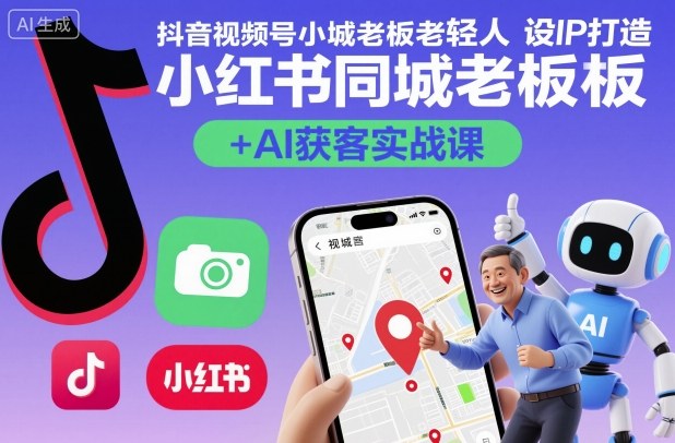 抖音视频号小红书同城老板轻人设IP打造+AI获客实战课，人设打造-算法拆解-拍摄剪辑-内容运营-AI创作-佐思资源网下载-专注于互联网平台分享平台