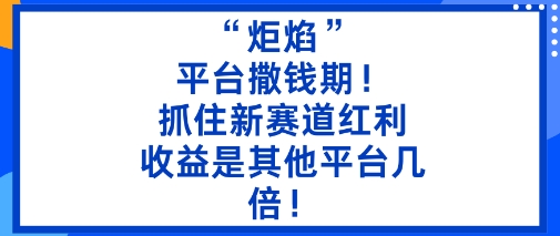 “炬焰”：平台撒钱期！抓住新赛道红利，5分钟二创内容，收益是其他平台几倍！-佐思资源网下载-专注于互联网平台分享平台