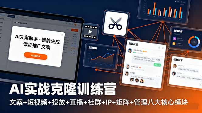 AI实战克隆训练营：文案+短视频+投放+直播+社群+IP+矩阵+管理八大核心模块-佐思资源网下载-专注于互联网平台分享平台