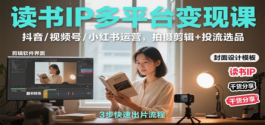 读书IP多平台变现课：抖音/视频号/小红书运营，拍摄剪辑+投流选品-佐思资源网下载-专注于互联网平台分享平台