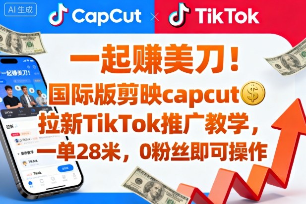 一起賺美刀！国际版剪映capcut拉新TikTok推广教学，一单28米，0粉丝即可操作(附推广入口和教学)-佐思资源网下载-专注于互联网平台分享平台