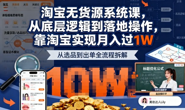 2025最新淘宝无货源系统课，从底层逻辑到落地操作，靠淘宝实现月入过1W-佐思资源网下载-专注于互联网平台分享平台