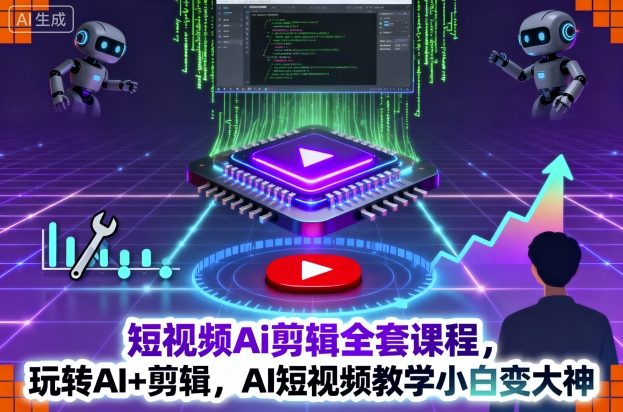 短视频Ai剪辑全套课程，玩转AI+剪辑，AI短视频教学小白变大神-佐思资源网下载-专注于互联网平台分享平台