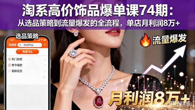 淘系高价饰品爆单课74期：从选品策略到流量爆发的全流程，单店月利润8万+-佐思资源网下载-专注于互联网平台分享平台