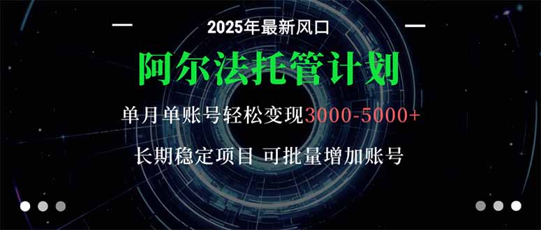 阿尔法托管计划 单账号月入3000-5000，长期稳定项目，新手小白轻松上手。-佐思资源网下载-专注于互联网平台分享平台