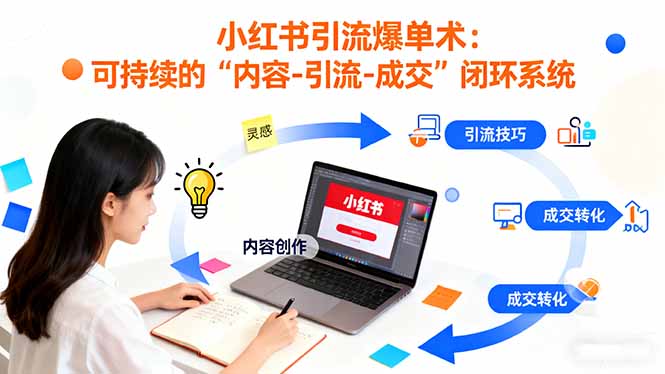 小红书引流爆单术:构建一套低成本 可持续的“内容-引流-成交”闭环系统-魔逗项目网