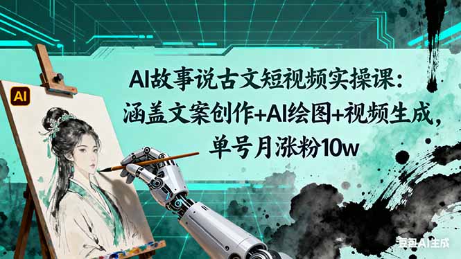 AI故事说古文短视频实操课：涵盖文案创作+AI绘图+视频生成，单号月涨粉10w-佐思资源网下载-专注于互联网平台分享平台