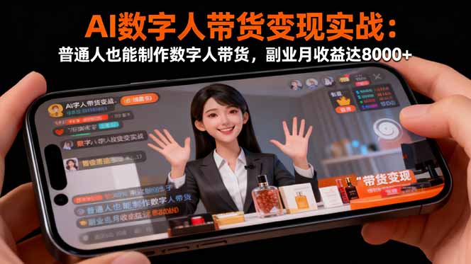 AI数字人带货变现实战：普通人也能制作数字人带货，副业月收益达8000+-佐思资源网下载-专注于互联网平台分享平台