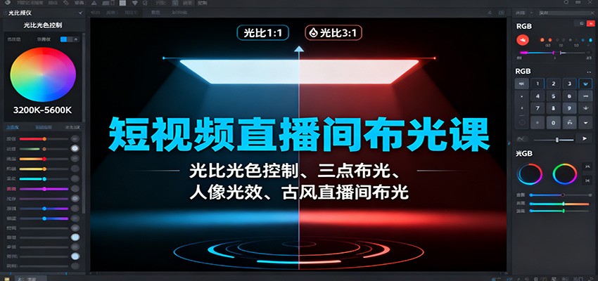 短视频直播间布光课:光比光色控制、三点布光、人像光效、古风直播间布光网赚项目-副业赚钱-互联网创业-资源整合御文网赚-佐思资源网下载-专注于互联网平台分享平台