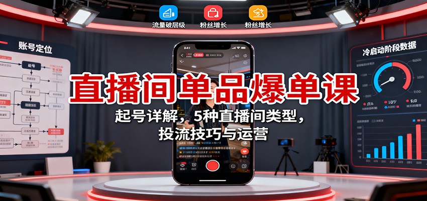 直播间单品爆单课:起号详解,5种直播间类型,投流技巧与运营网赚项目-副业赚钱-互联网创业-资源整合御文网赚-佐思资源网下载-专注于互联网平台分享平台