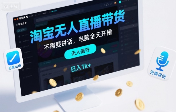 淘宝无人直播带货，不需要出镜，不需要讲话，电脑全天开播，轻松上手，日入1k+【揭秘】-白蛇网赚-佐思资源网下载-专注于互联网平台分享平台