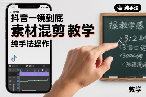 抖音一镜到底素材混剪教学，纯手法操作-白蛇网赚-余宽网创
