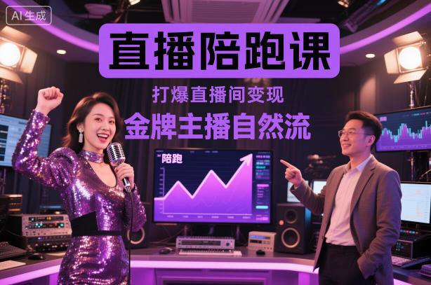 直播陪跑课,金牌主播自然流打爆直播间,复制高变现玩法-白蛇网赚-余宽网创