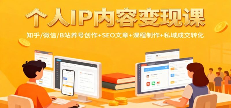 个人IP内容变现课：知乎/微信/B站养号创作+SEO文章+课程制作+私域成交转化-白蛇网赚-余宽网创