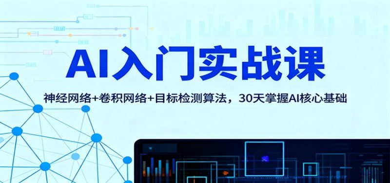 AI入门实战课：神经网络+卷积网络+目标检测算法，30天掌握AI核心基础-白蛇网赚-余宽网创