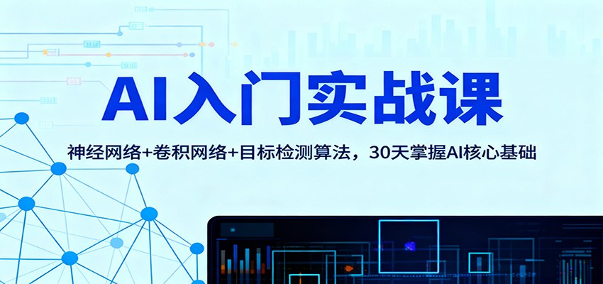 AI入门实战课：神经网络+卷积网络+目标检测算法，30天掌握AI核心基础-白蛇网赚-佐思资源网下载-专注于互联网平台分享平台