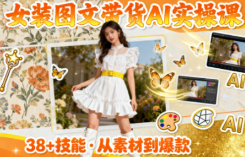 女装图文带货的AI实操课，覆盖38个实用技能，快速提升素材制作效率-白蛇网赚-佐思资源网下载-专注于互联网平台分享平台