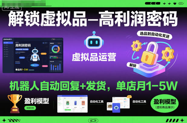 解锁虚拟品高利润密码:机器人自动回复+发货,单店月1-5W【揭秘】-白蛇网赚-佐思资源网下载-专注于互联网平台分享平台