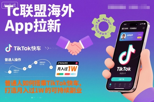 Tc联盟海外App拉新:普通人如何搭乘TikTok快车,打造月入过1W的可持续副业-白蛇网赚-余宽网创