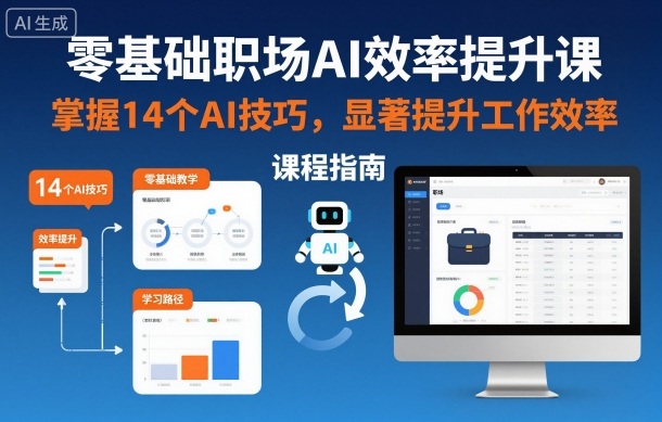 零基础职场AI效率提升课,掌握14个AI技巧,显著提升工作效率-白蛇网赚-余宽网创