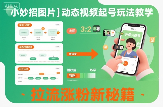小妙招图片＋动态视频起号玩法教学，拉流涨粉新秘籍-白蛇网赚-佐思资源网下载-专注于互联网平台分享平台
