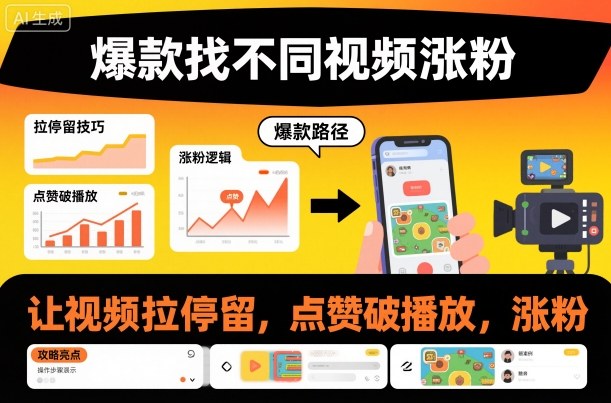 爆款找不同视频涨粉，让视频拉停留，实现点赞，破播放，涨粉-白蛇网赚-佐思资源网下载-专注于互联网平台分享平台