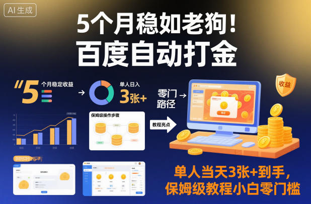 5个月稳如老狗！百度自动打金，单人当天3张+到手，保姆级教程小白零门槛【揭秘】-白蛇网赚-佐思资源网下载-专注于互联网平台分享平台