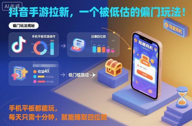抖音手游拉新,一个被低估的偏门玩法!手机平板都能玩,每天只需十分钟,就能賺取四位数【揭秘】-白蛇网赚-佐思资源网下载-专注于互联网平台分享平台