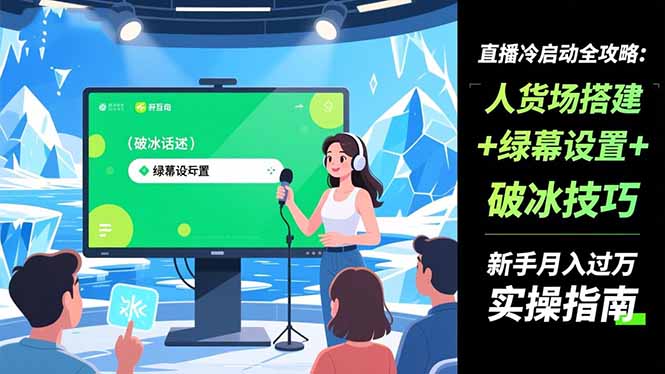 直播冷启动全攻略:人货场搭建+绿幕设置+破冰技巧,新手月入过万实操指南-白蛇网赚-佐思资源网下载-专注于互联网平台分享平台