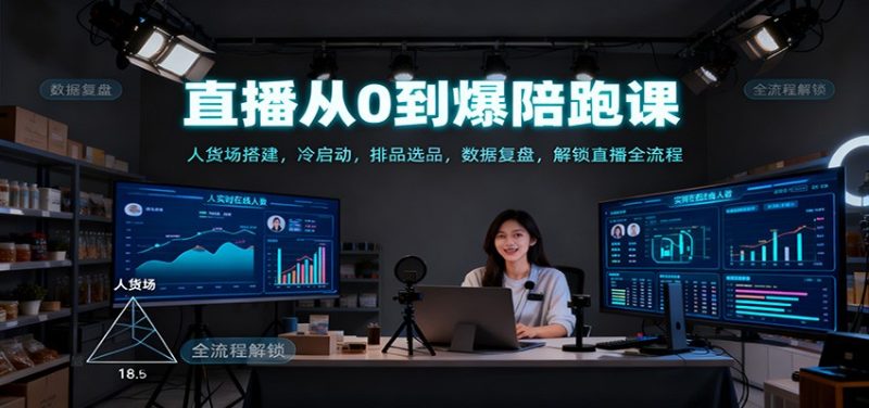 直播从0到爆陪跑课：人货场搭建，冷启动，排品选品，数据复盘，解锁直播全流程-白蛇网赚-余宽网创