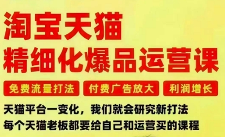 淘宝天猫精细化爆品运营课，免费流量打法-付费广告放大-利润增长-三大核心痛点，一次全部解决-白蛇网赚-佐思资源网下载-专注于互联网平台分享平台