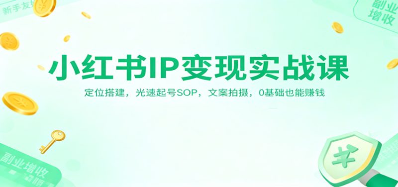 小红书IP变现实战课：定位搭建，光速起号SOP，文案拍摄，0基础也能赚钱-白蛇网赚-余宽网创