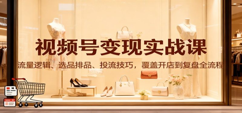 视频号变现实战课:流量逻辑、选品排品、投流技巧,覆盖开店到复盘全流程-白蛇网赚-余宽网创