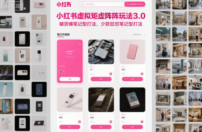 小红书虚拟矩阵玩法3.0,铺货铺笔记型打法,少款狂怼笔记型打法-白蛇网赚-余宽网创