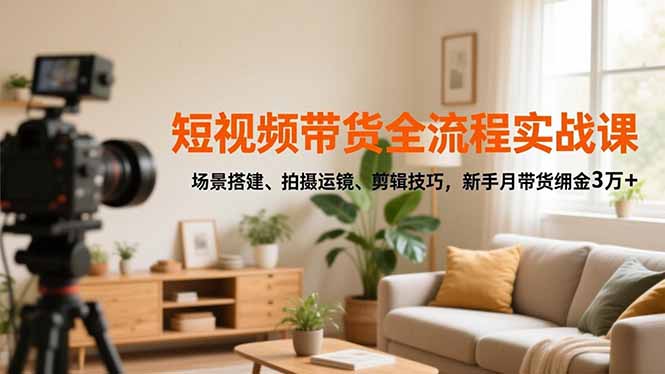 短视频带货全流程实战课，场景搭建、拍摄运镜、剪辑技巧，新手月带货佣金3万+-白蛇网赚-佐思资源网下载-专注于互联网平台分享平台