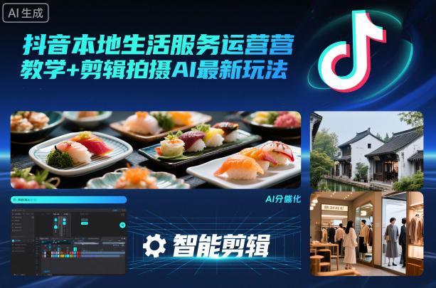 抖音本地生活服务运营教学+剪辑拍摄AI最新玩法-白蛇网赚-余宽网创