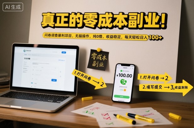 真正的零成本副业！问卷调查暴利项目，无脑操作，纯0撸，收益稳定，每天轻松日入100+【揭秘】-白蛇网赚-佐思资源网下载-专注于互联网平台分享平台