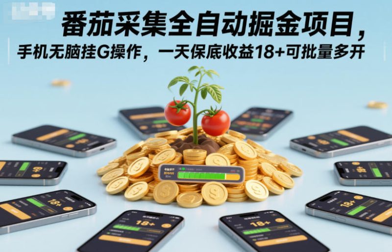 番茄采集全自动掘金项目,手机无脑挂G操作,一天保底收益18+可批量多开【揭秘】-白蛇网赚-余宽网创