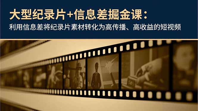大型纪录片+信息差掘金课：利用信息差将纪录片素材转化为高传播、高收益的短视频-白蛇网赚-佐思资源网下载-专注于互联网平台分享平台