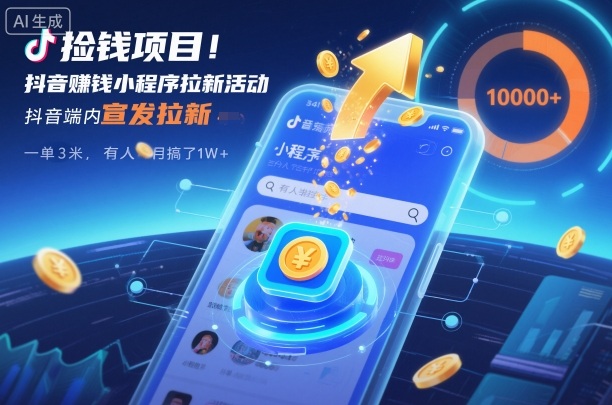 捡钱项目！抖音賺钱小程序拉新活动，抖音端内宣发拉新，一单3米，有人半个月搞了1W+-白蛇网赚-佐思资源网下载-专注于互联网平台分享平台