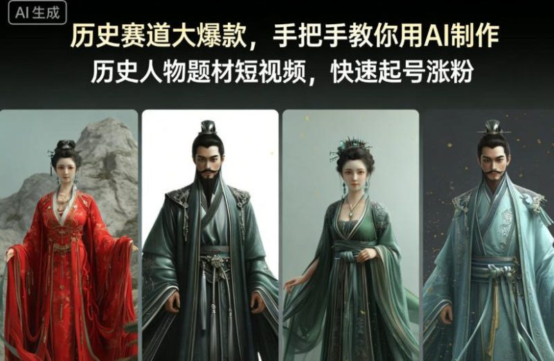 历史赛道大爆款，手把手教你用AI制作历史人物题材短视频，快速起号涨粉-白蛇网赚-余宽网创